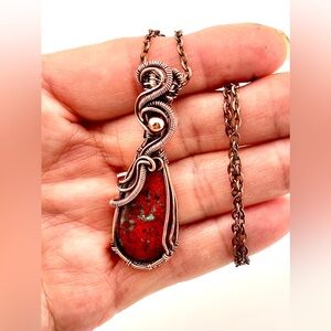 HANDMADE Sonora Sunrise Copper Wire Wrapped Pendant Necklace, Artisan Jewelry